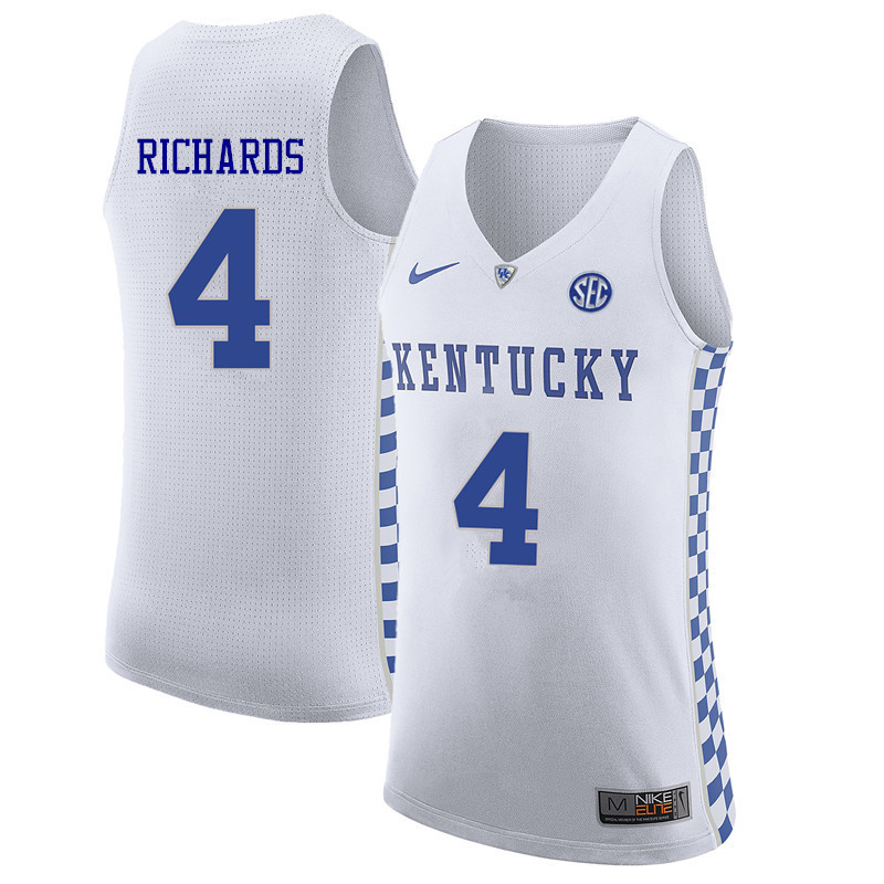 Men Kentucky Wildcats #4 Nick Richards College Basketball Jerseys Sale-White - Click Image to Close